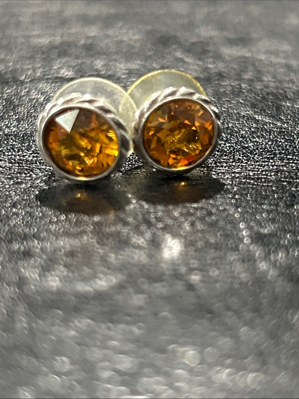 Brighton Amber Crystal Stud Earrings - Silver-Tone Setting